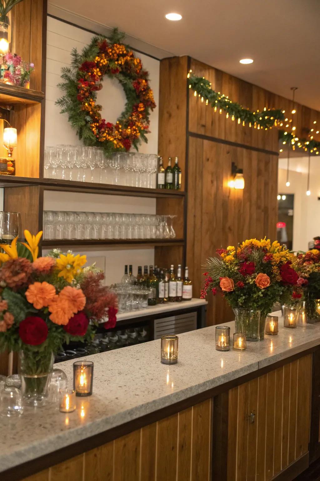 Periodic embellishments contribute warmth and appeal to your bar design.
