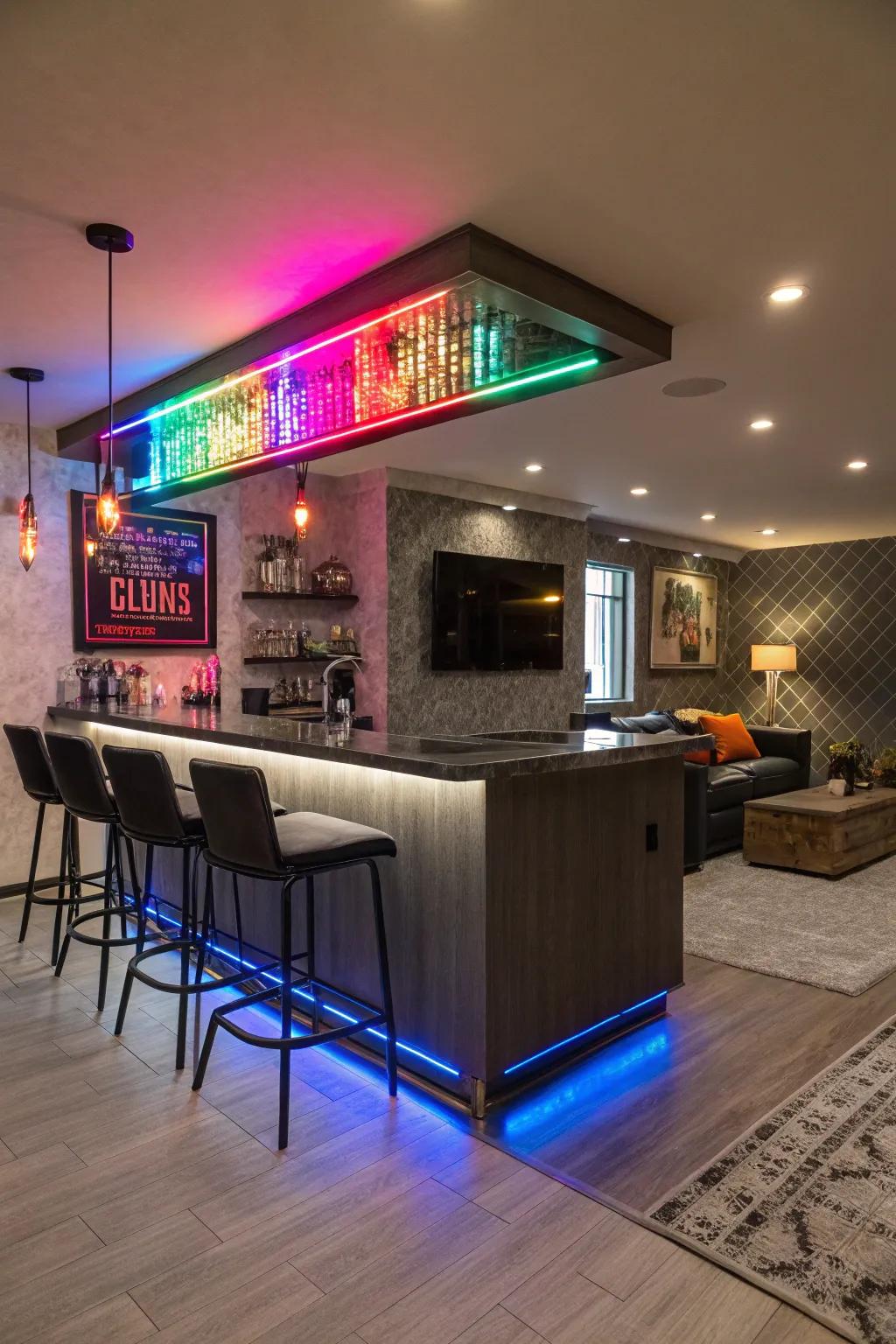 LED neon signs impart a vibrant and modern aesthetic.