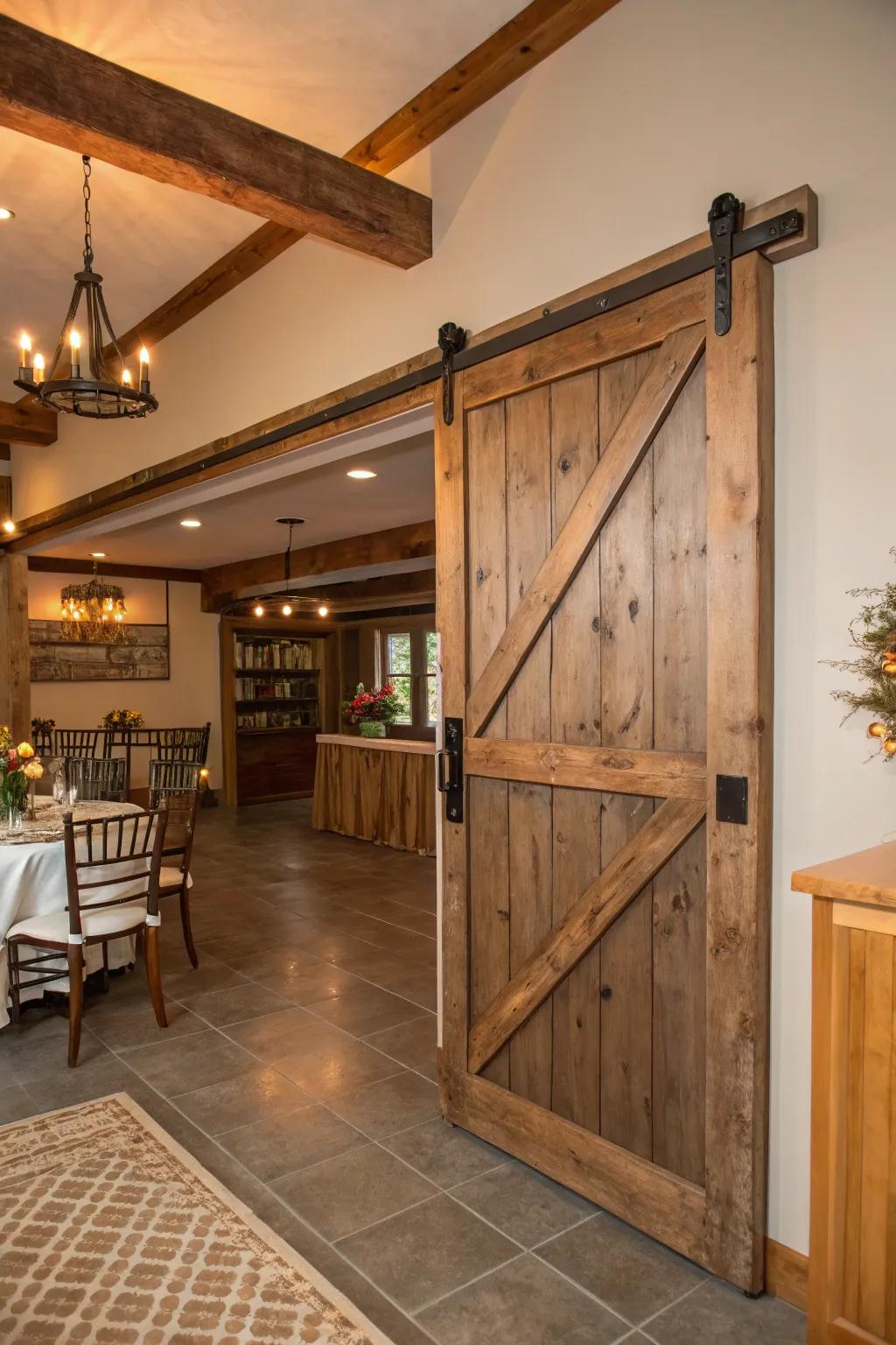 Bring country elegance with sliding barn doors.