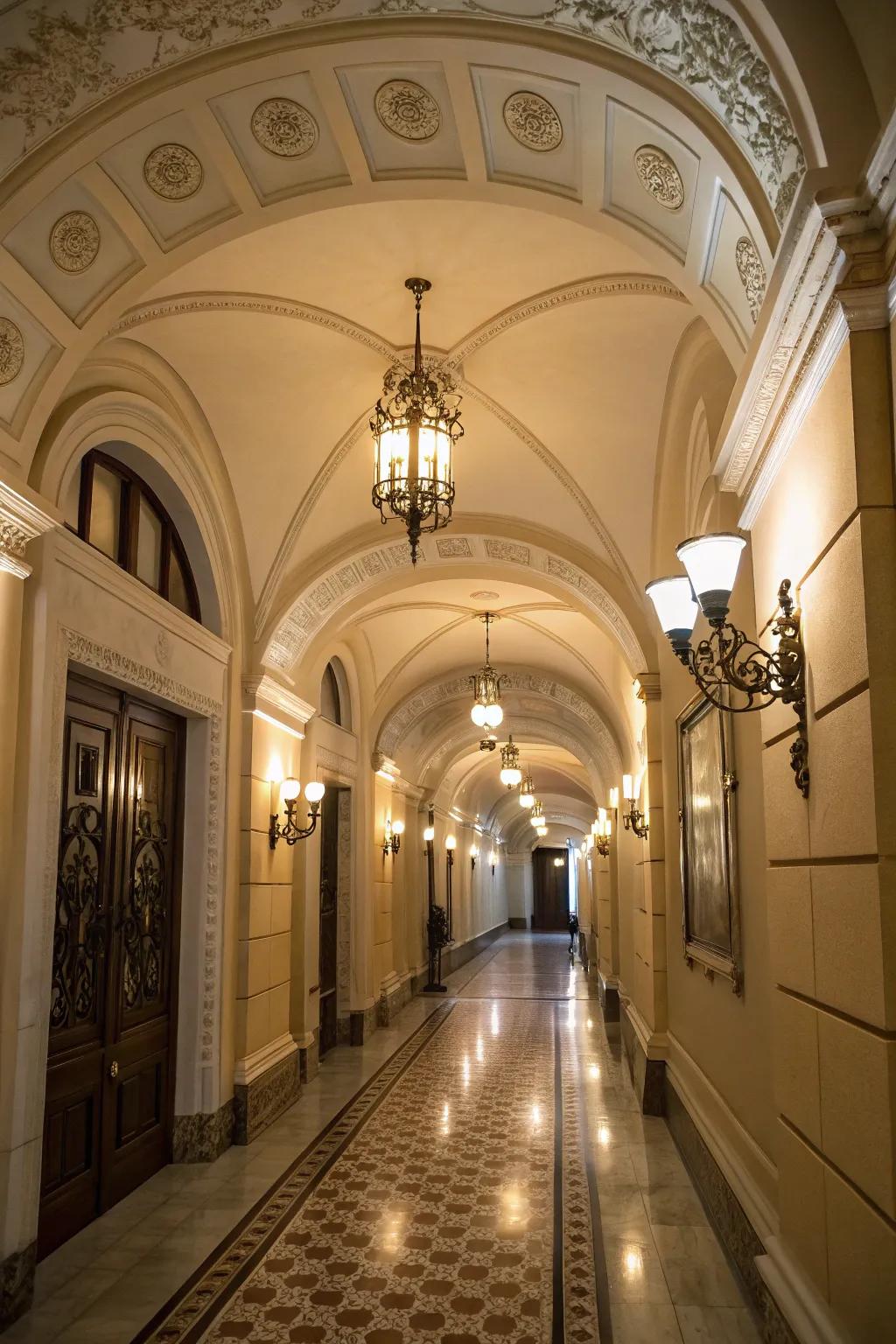 An elegant passageway showcasing a guiding arched ceiling.