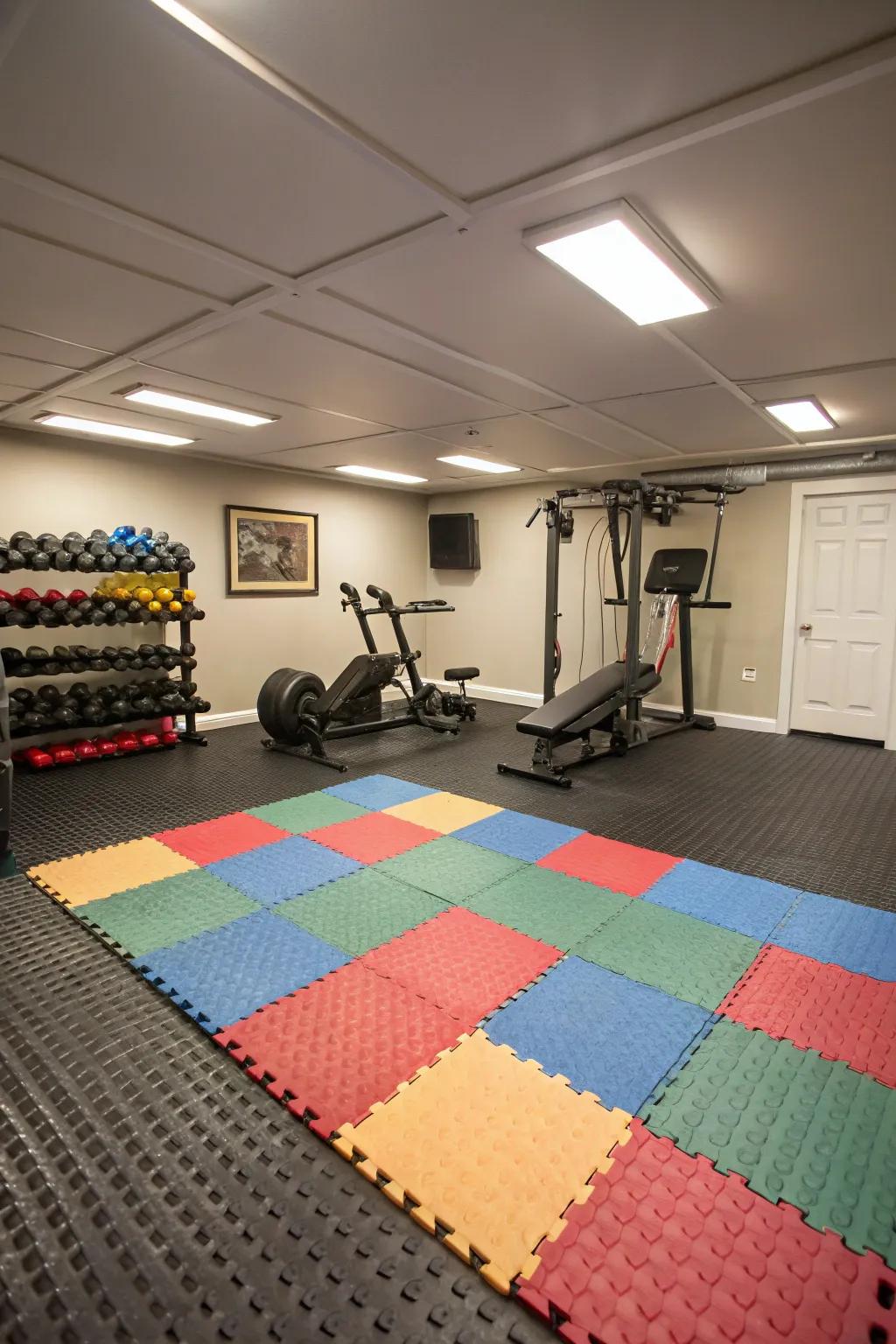Rubber flooring is a practical and comfortable solution for any home gym.
