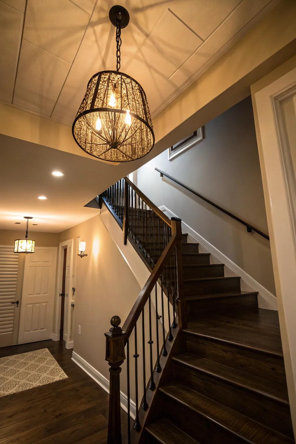Elevate your stairs with a stunning suspended light.