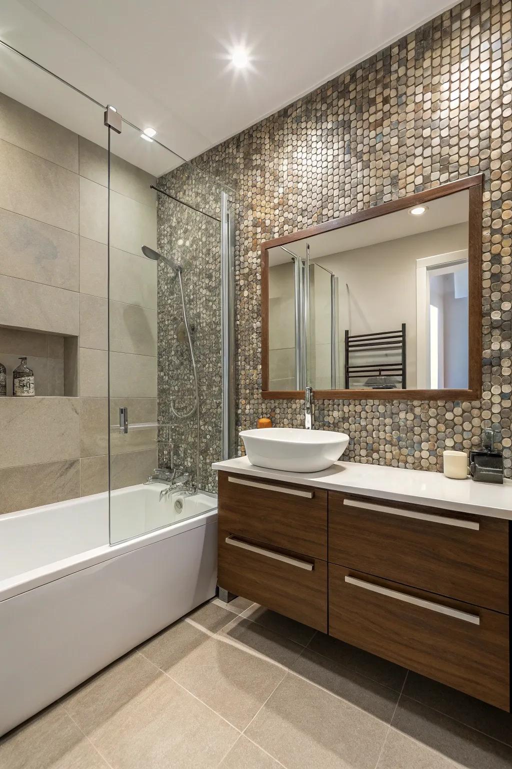A distinctive wall can serve as the bathroom's showpiece.