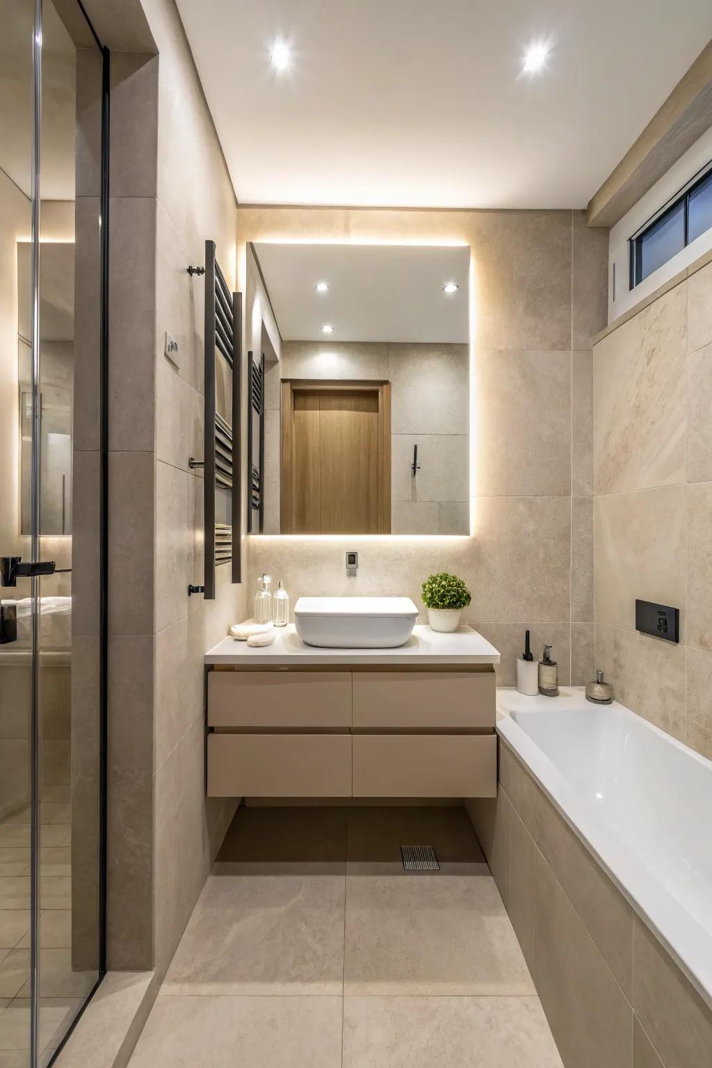 A minimalist bathroom layout, symbolizing simplicity and refined taste.