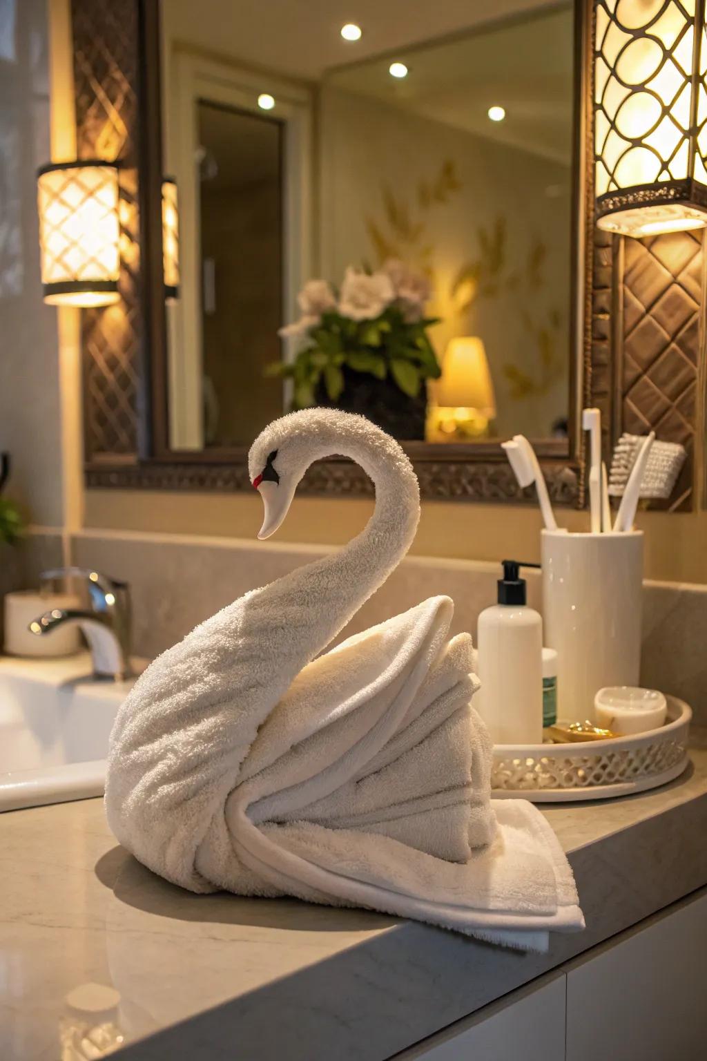 Establish an elegant atmosphere with a fabric waterbird.