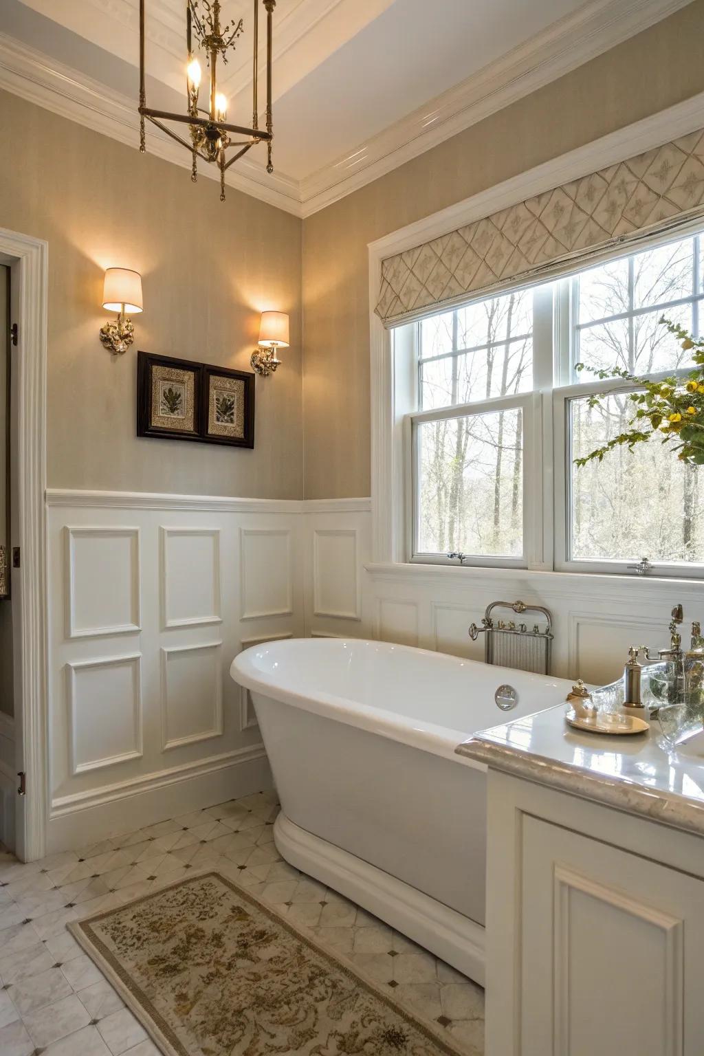 Introduce enduring elegance with paneled details encircling your bathtub.
