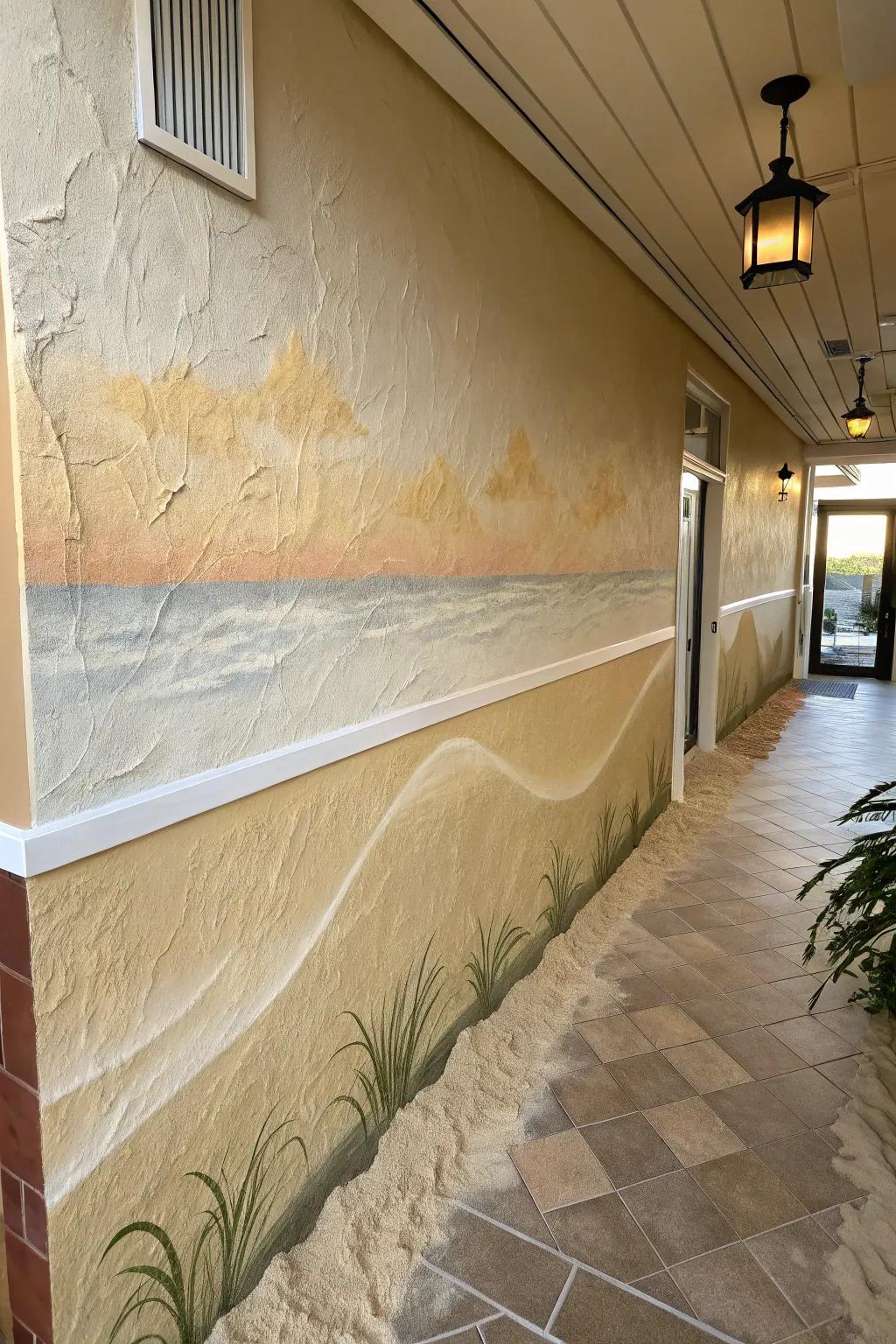 Incorporate the sensation of sandy shores into your space through textured coating.