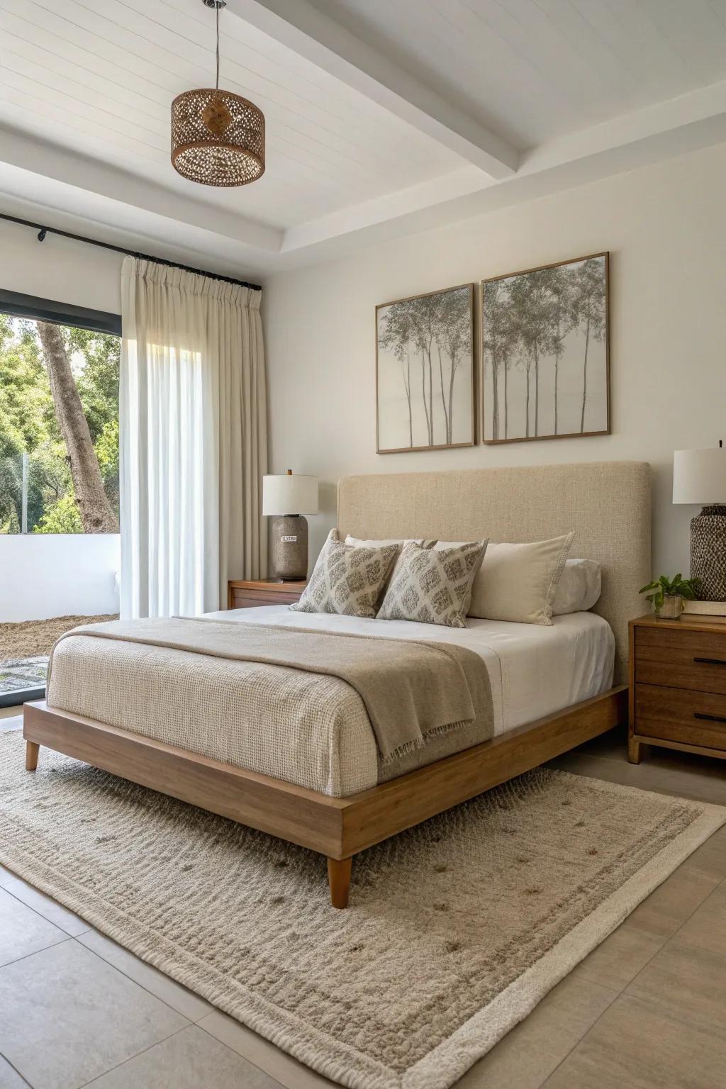 A base platform delivers simplicity and sophistication without the need for a bed skirt.