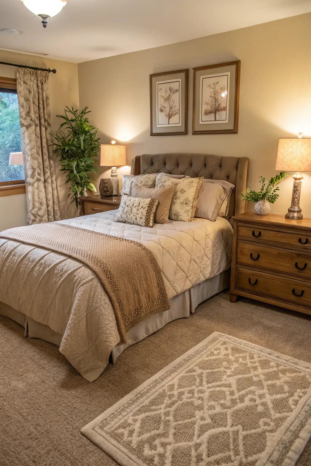 Attain a harmonious aesthetic with carpets that feature coordinated colors.