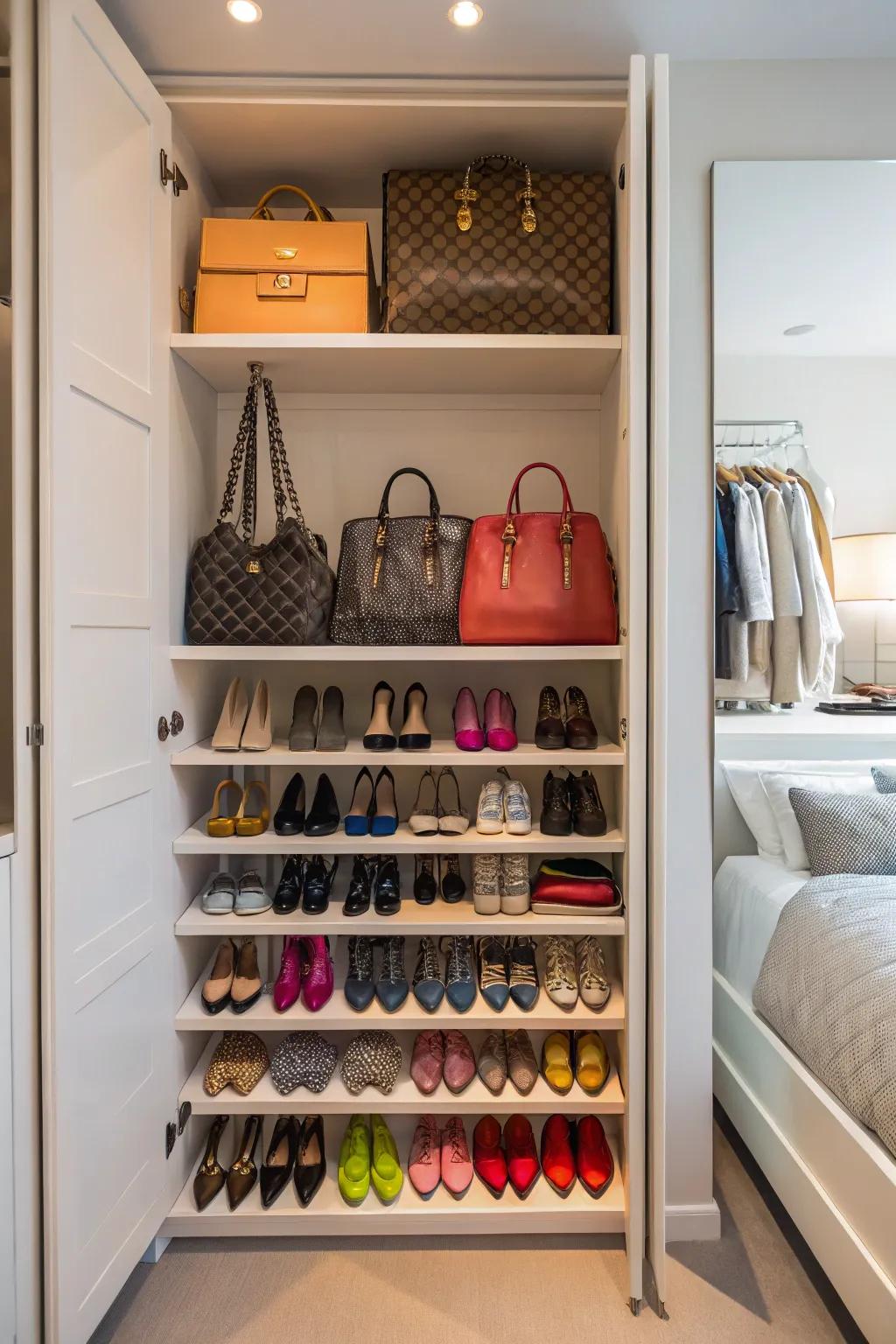 Open shelves are both functional and showcase your favorite accessories.