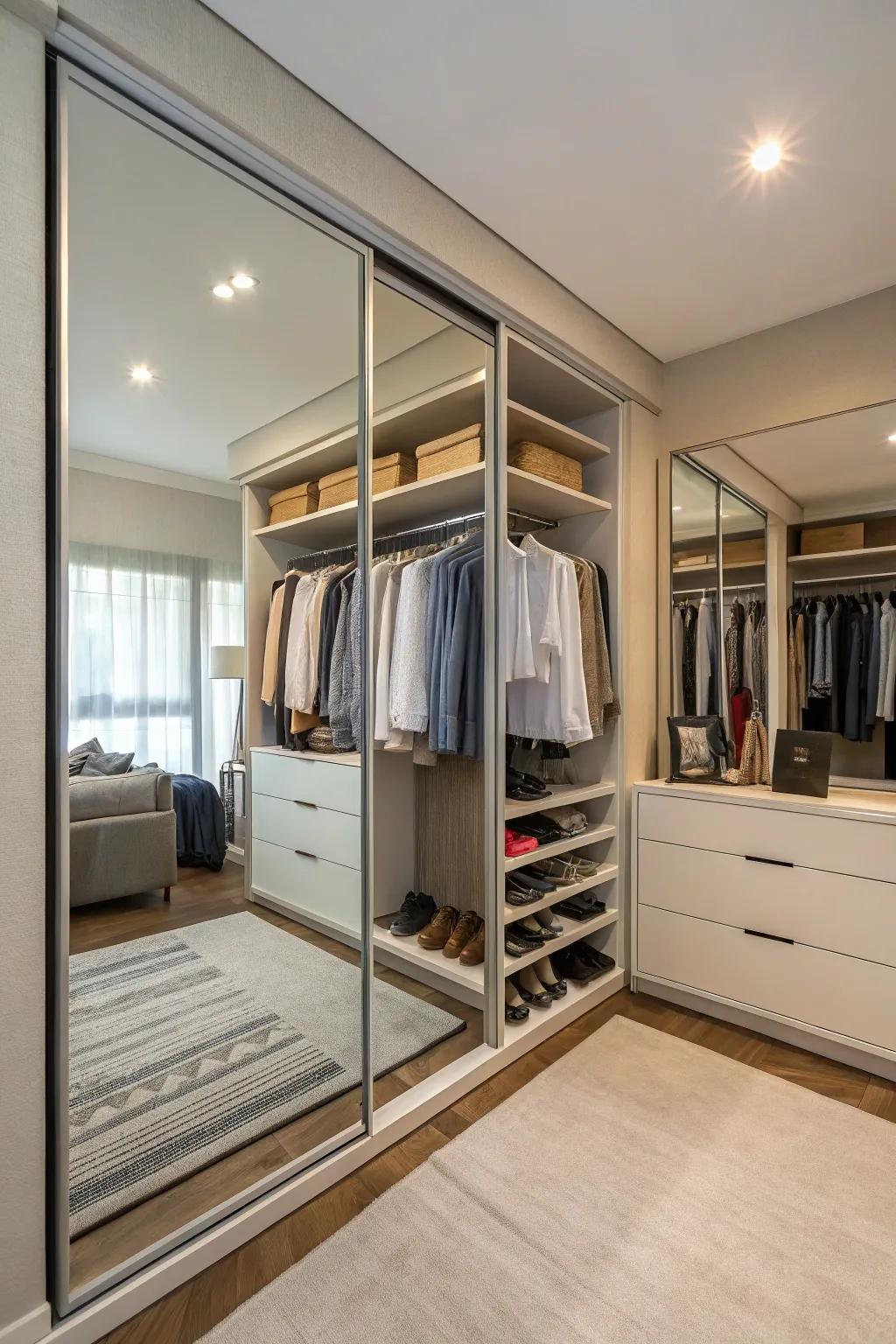 A full-length mirror combines practicality with style.