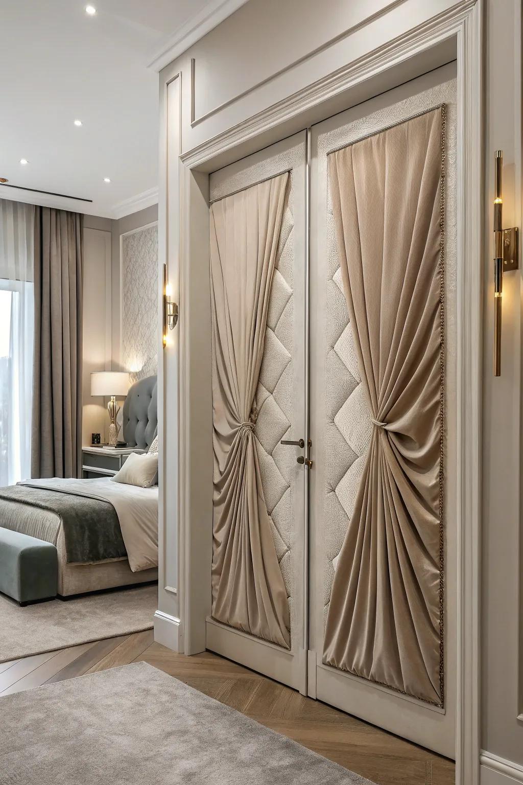 Textile panels contribute elegance and texture to your bedroom door.