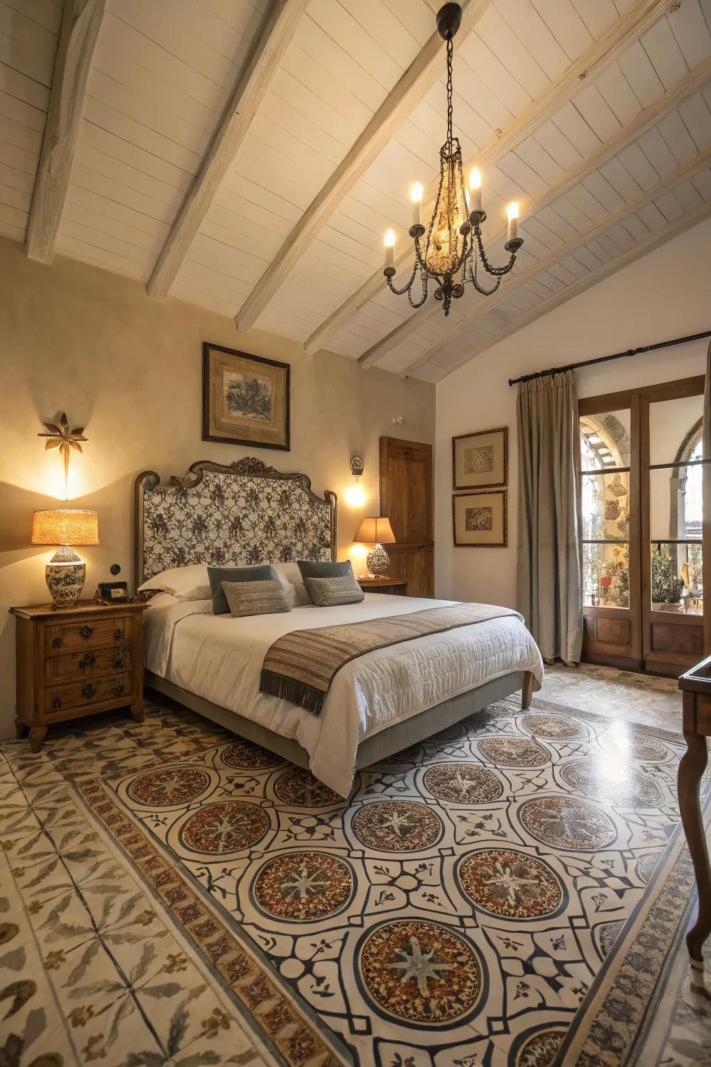 Tiled flooring offers elegant style combined with easy maintenance.
