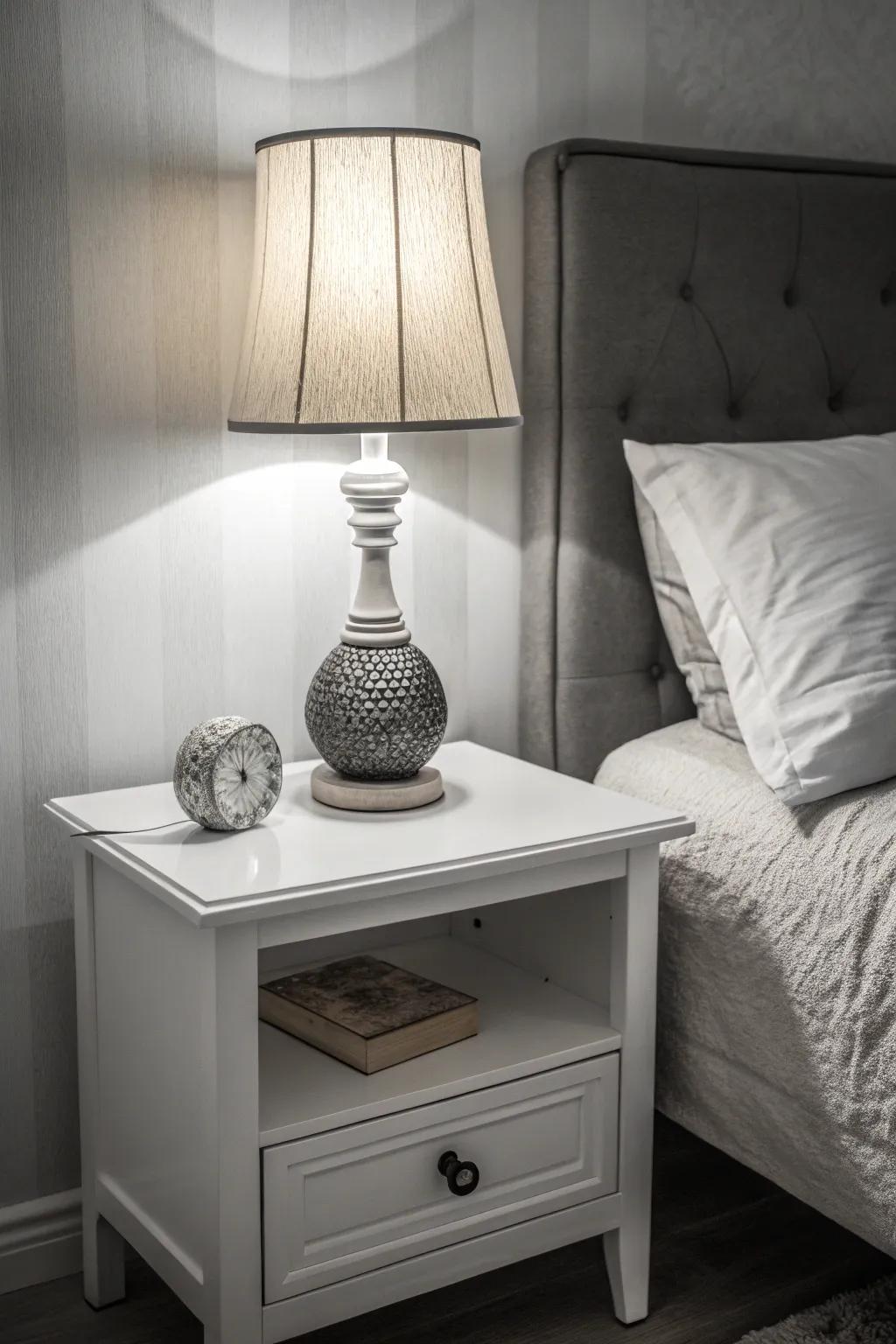 Accept simplicity with a simple bedside arrangement.