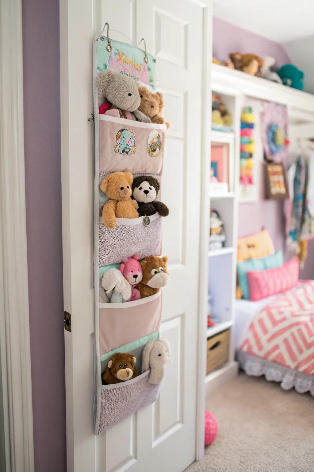 Over-the-door organizers work best for saving space.