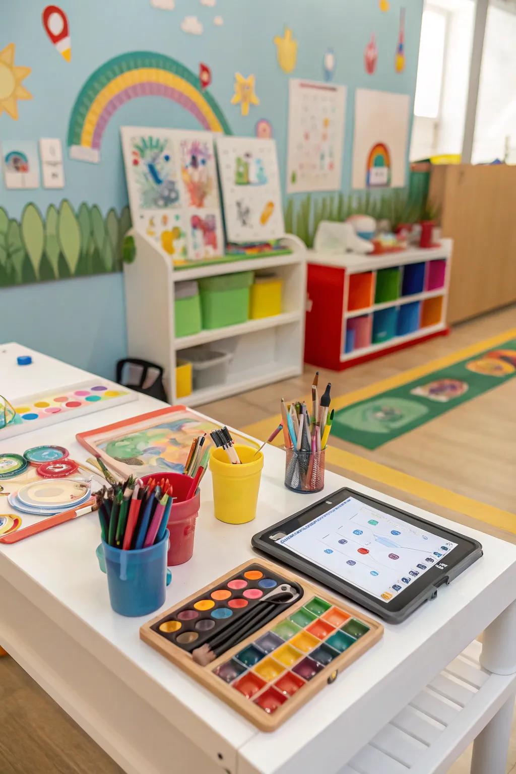 Inspire creativity with a dedicated art center in the playroom.