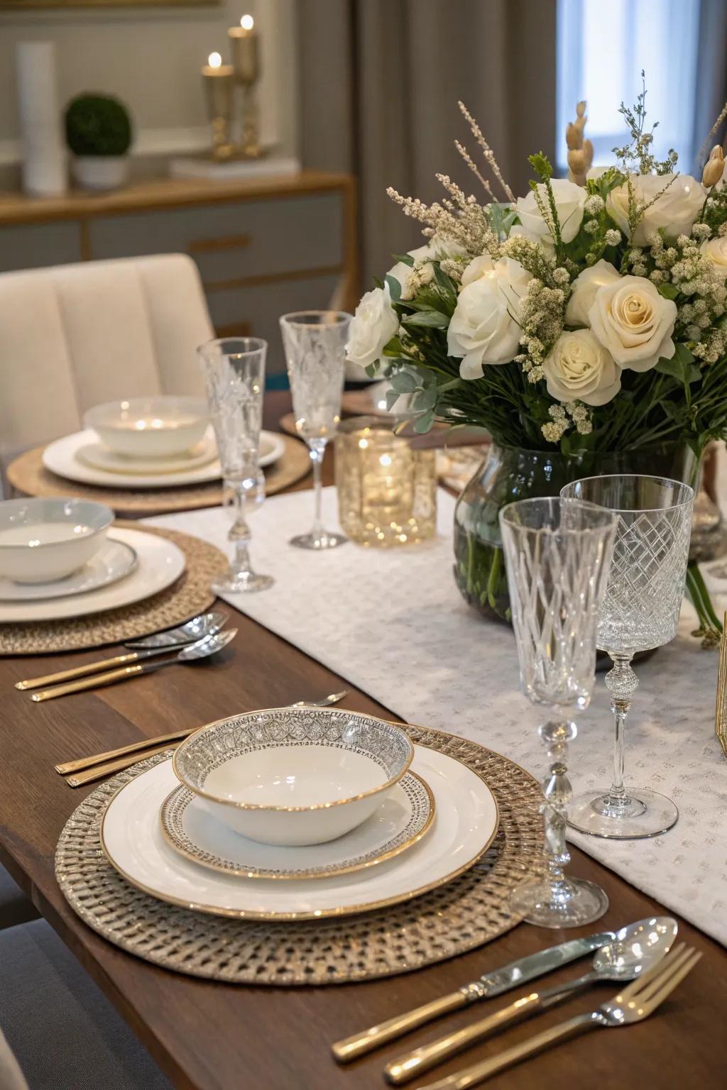 An elegant table setting enhances the eating experience with flair.