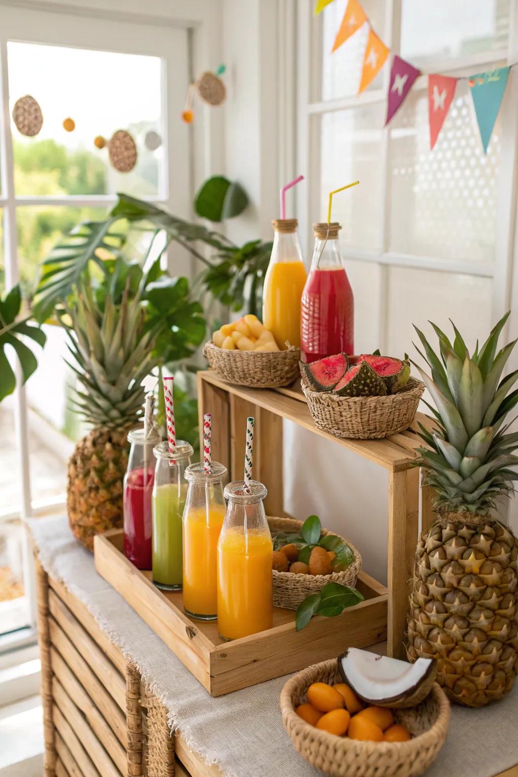 A revitalizing tropical drink station for sunny vibes.