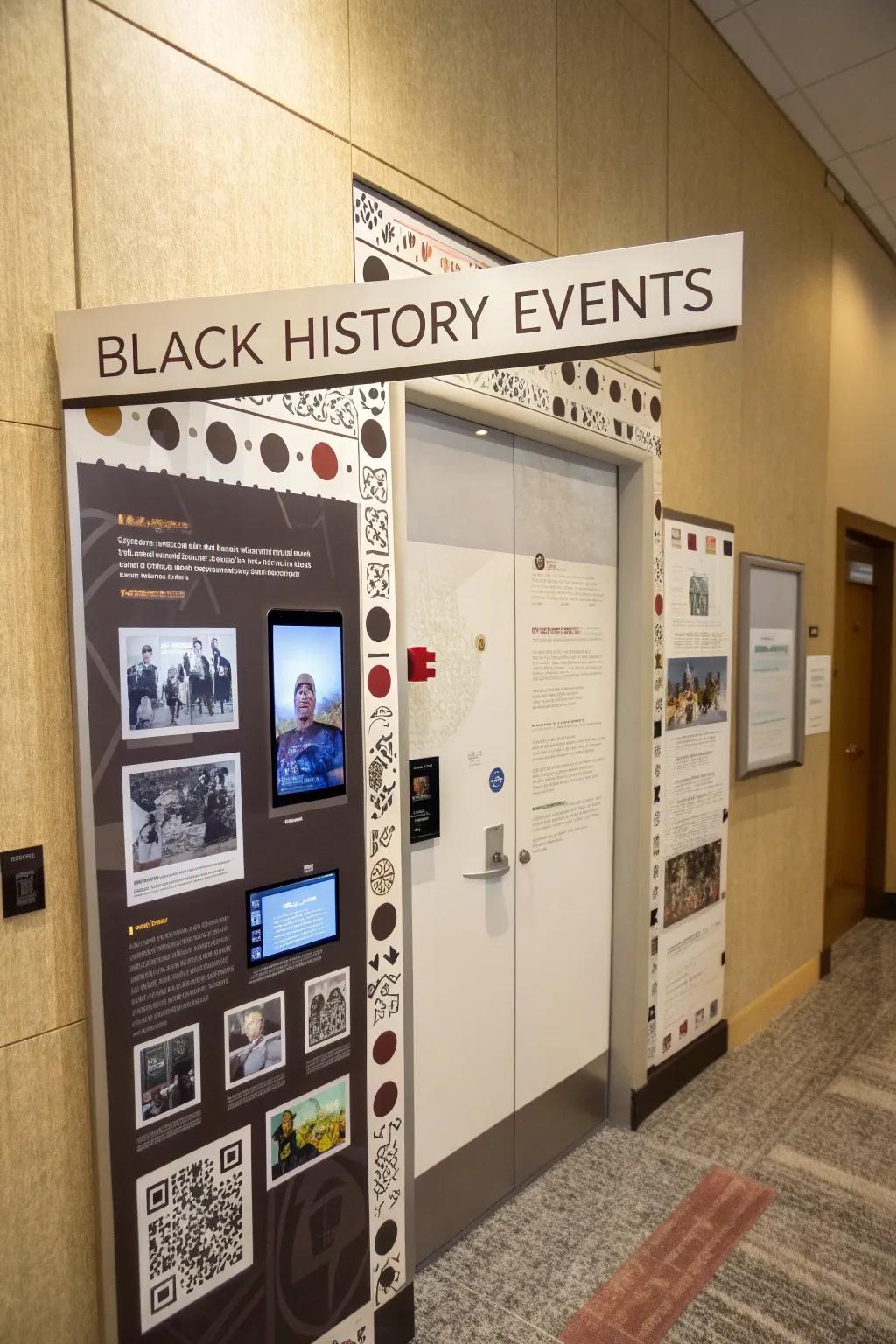 An interactive schedule door honoring crucial moments in Black history.