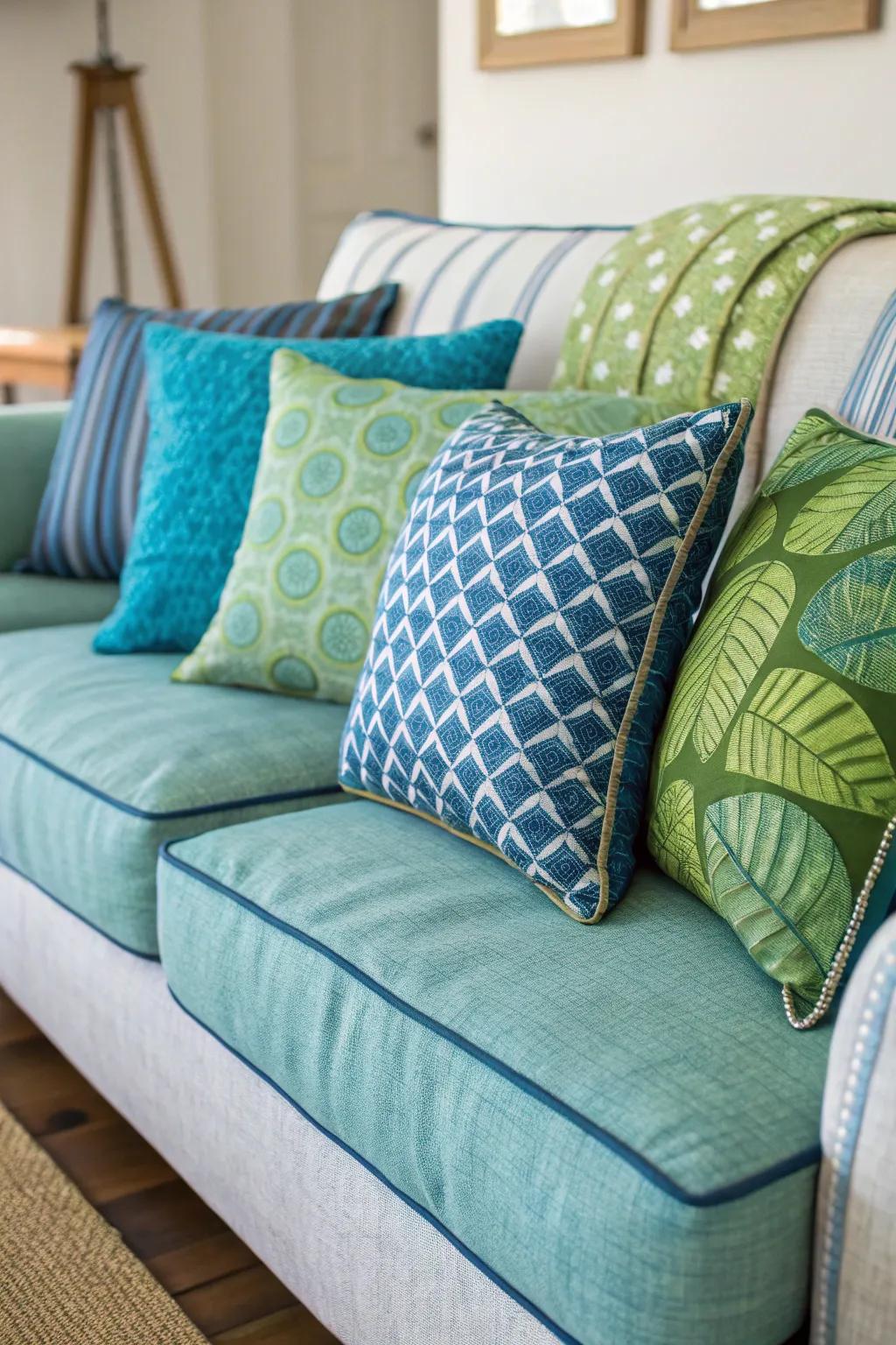 Arranged decorative pillows fashion a comfortable environment.