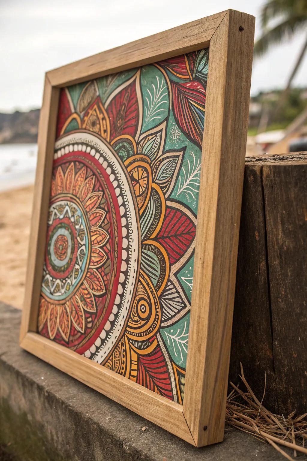 A boho painting encapsulating cultural richness through ancestral designs.
