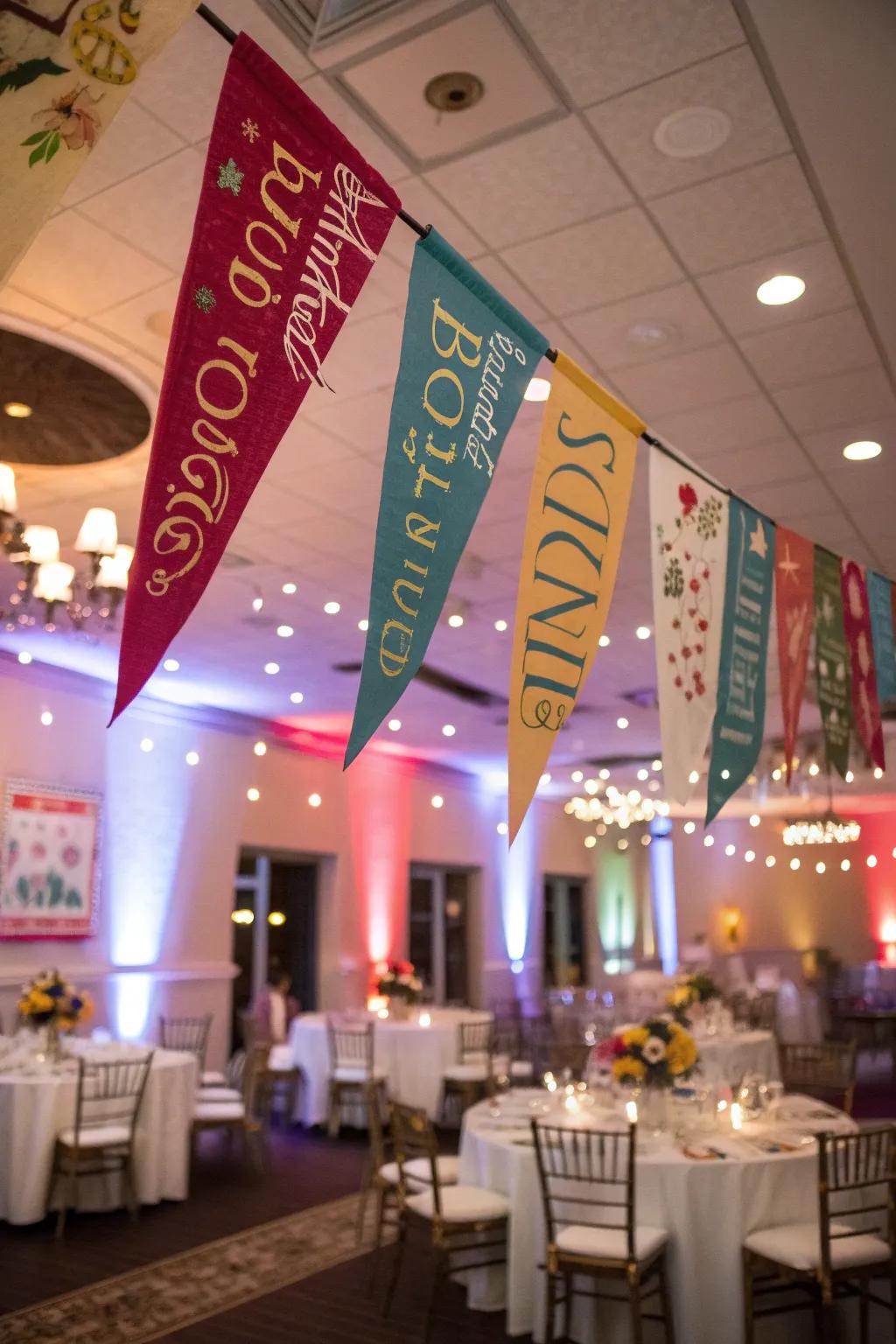 Streamers featuring literary quotations designed to establish the ambiance.