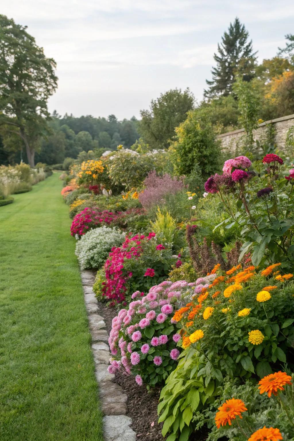 Seasonal flora maintaining ongoing interest in the garden border.