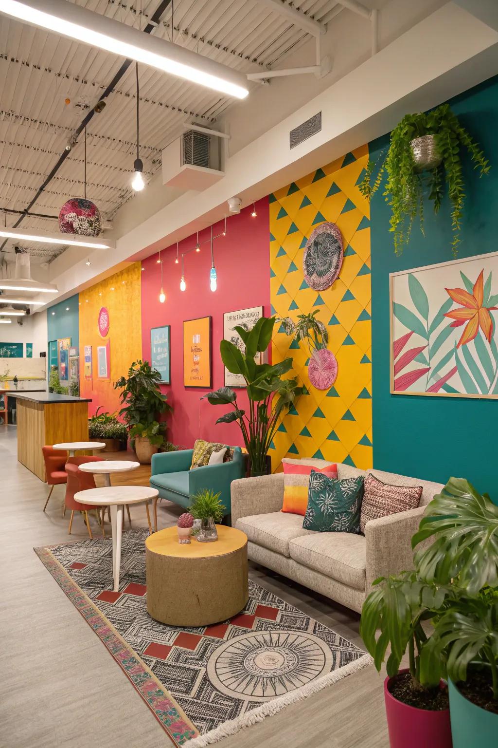 Bright colors infuse energy and creativity into the room.