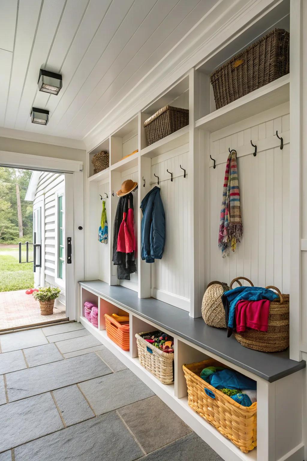A practical mudroom breezeway that improves convenience and organization.