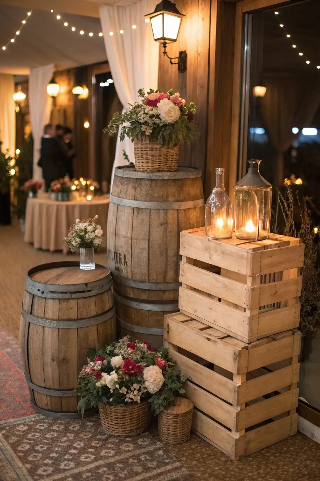 Wooden elements adding a touch of rustic charm to the party.