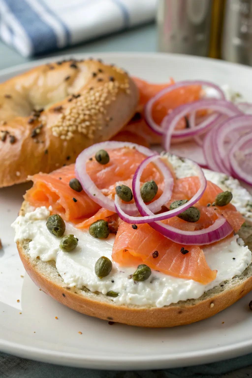 A flavorful bagel and lox platter providing a classic touch.