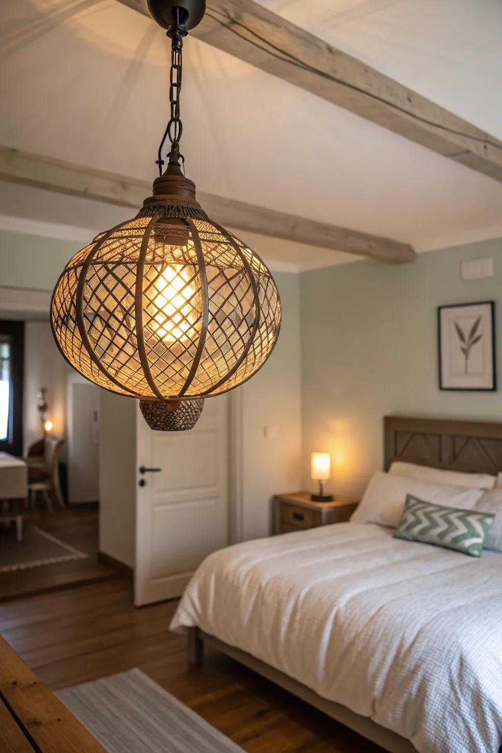 An eye-catching light fixture enhances the room's personality without significant expense.