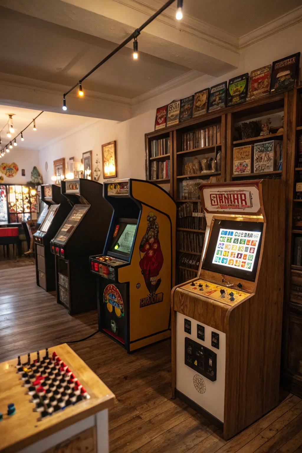 Vintage games contribute a nostalgic aspect to your game space.
