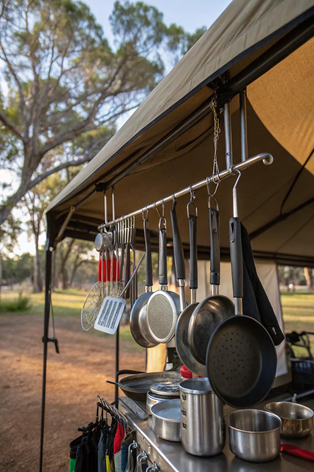 Optimize space with innovative hanging storage options.