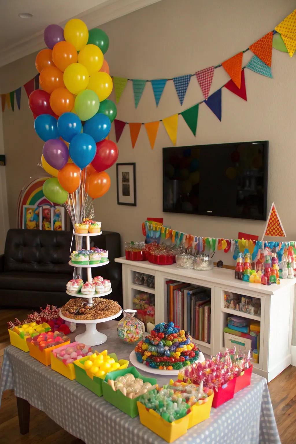 A sweets display featuring enchanting themed ornamentation.