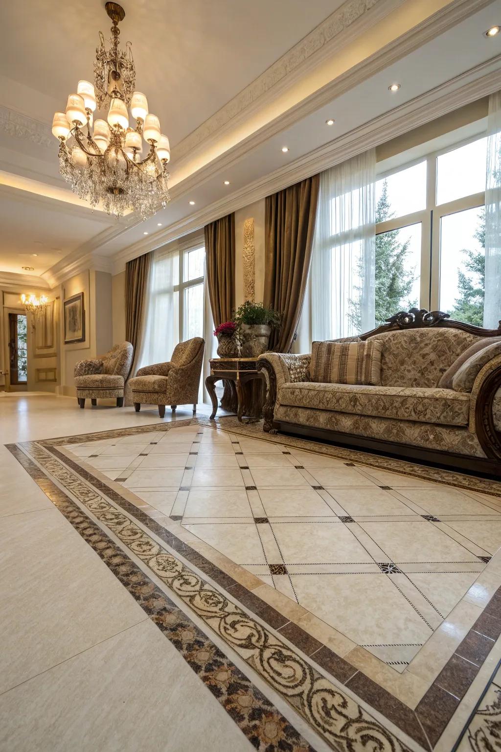 Elegant ceramic perimeter emphasizing the transition
