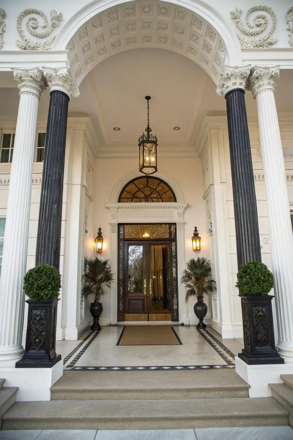 Ornamental uprights enrich any entrance with grandeur.