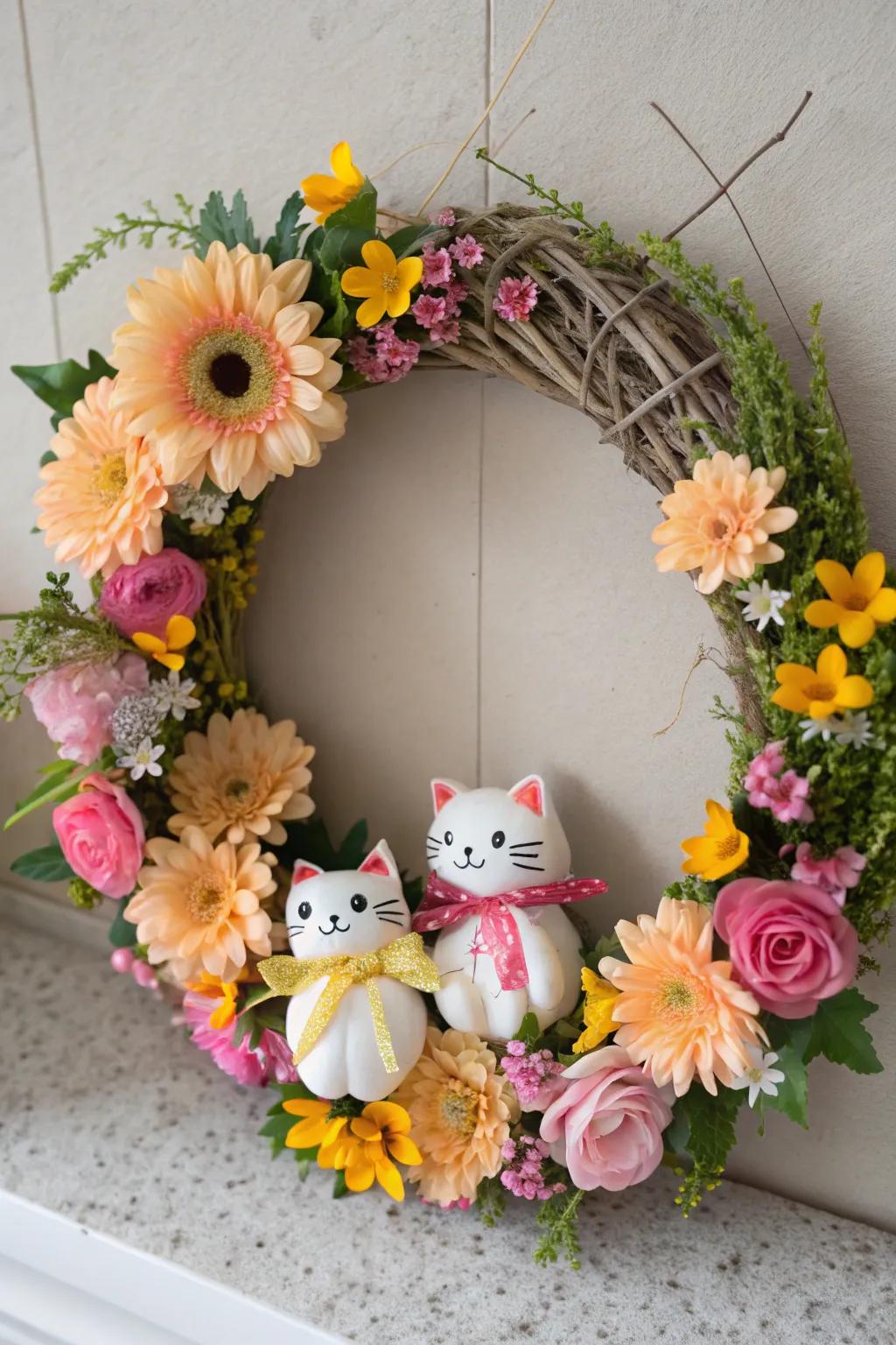 A floral feline sanctuary decorative loop ideal for any snug nook.