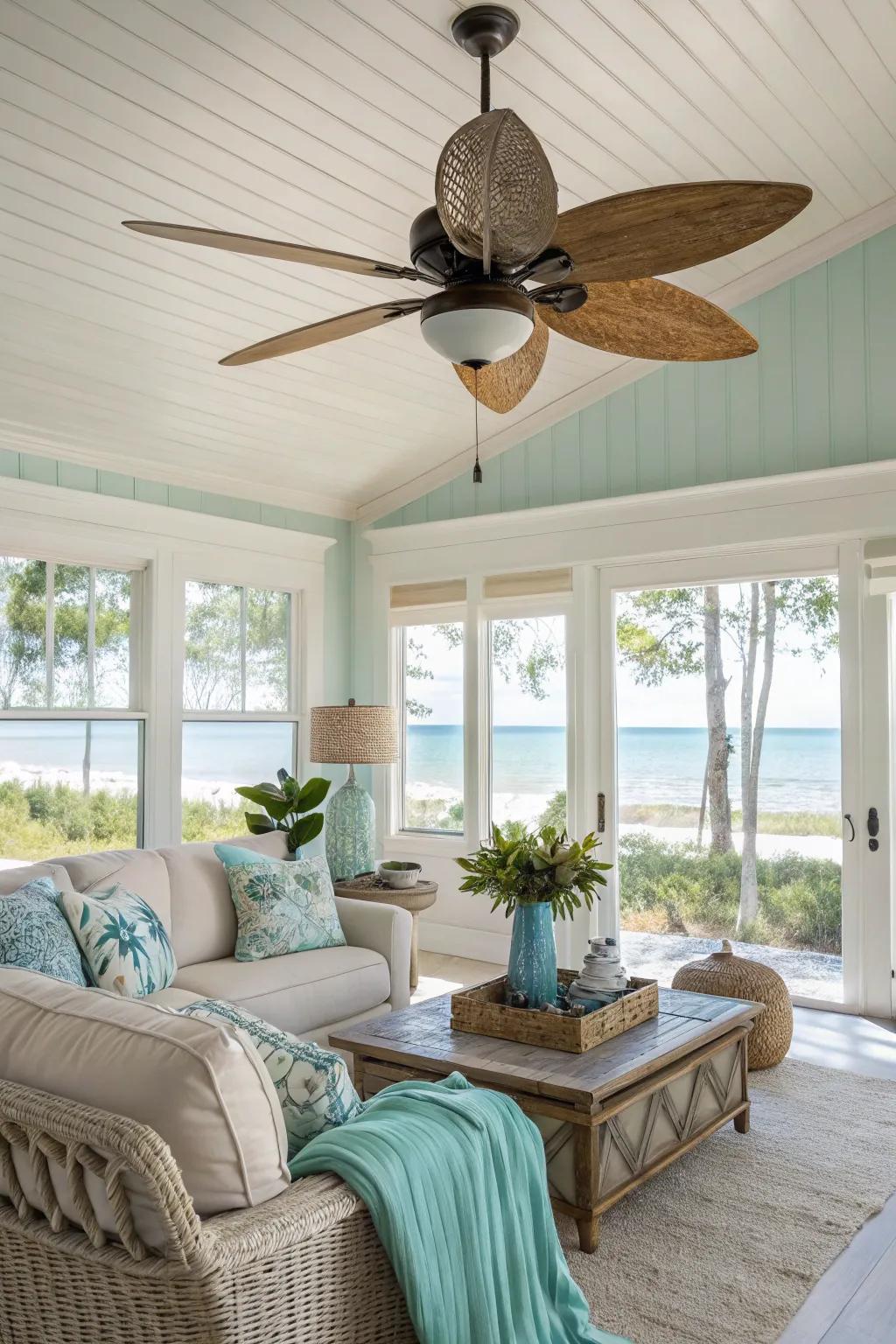 Feel the coastal breeze with a wave-inspired ceiling fan.
