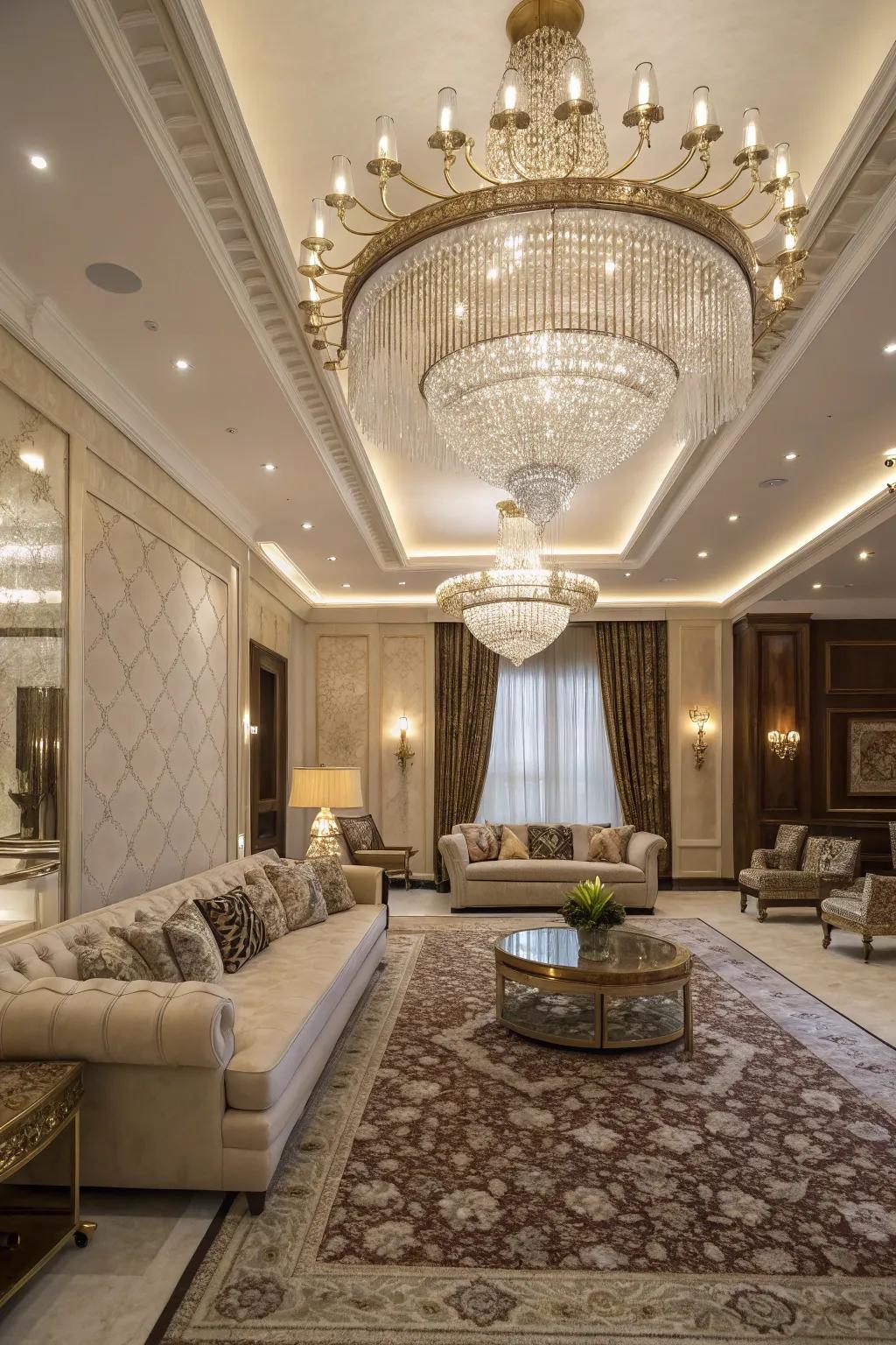 Chandeliers bring both focus and elegance to your ceiling.