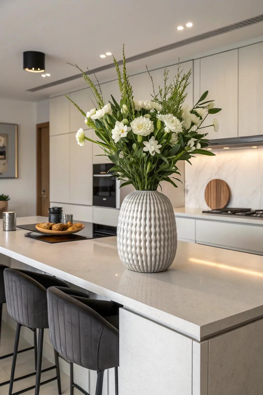 Opt for minimalism using a striking artistic jar.