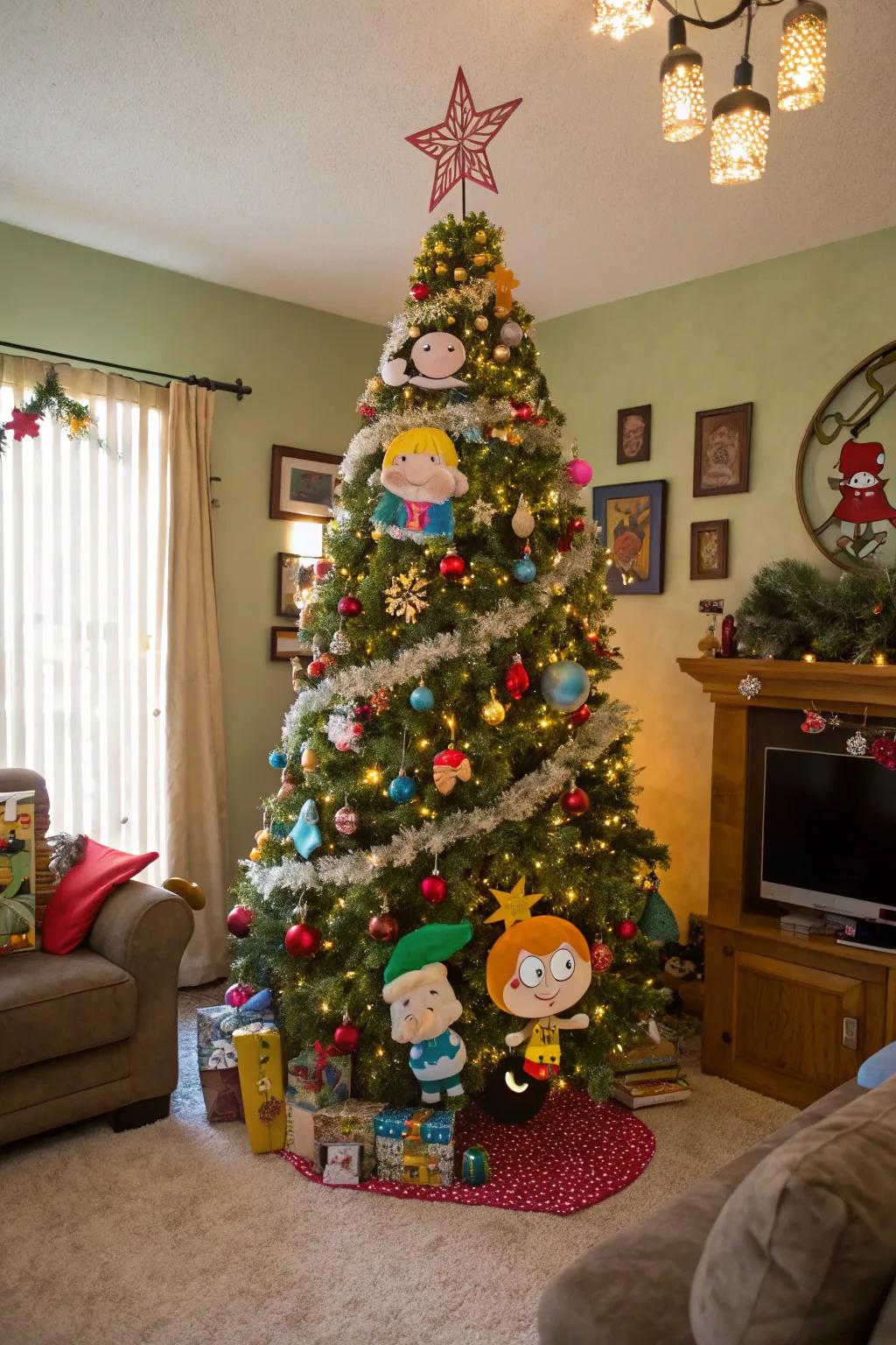 A reminiscent animated-themed tree that brings happiness to all ages.