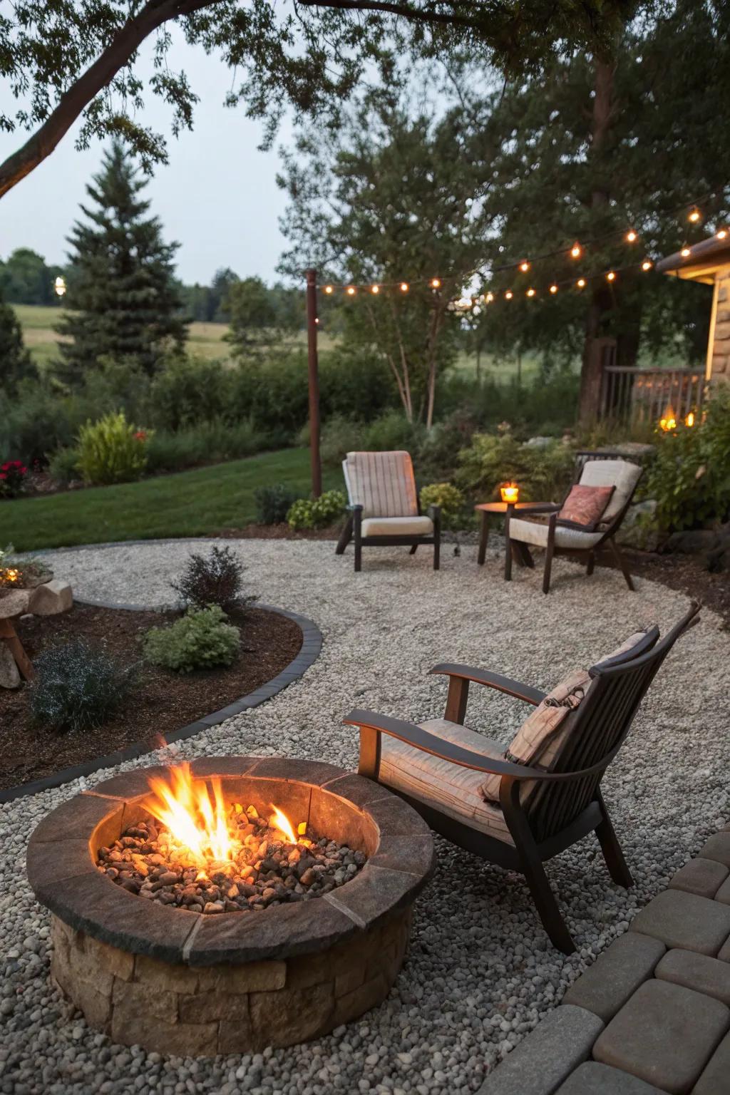 Gravel flooring exhibiting minimalism and refinement.