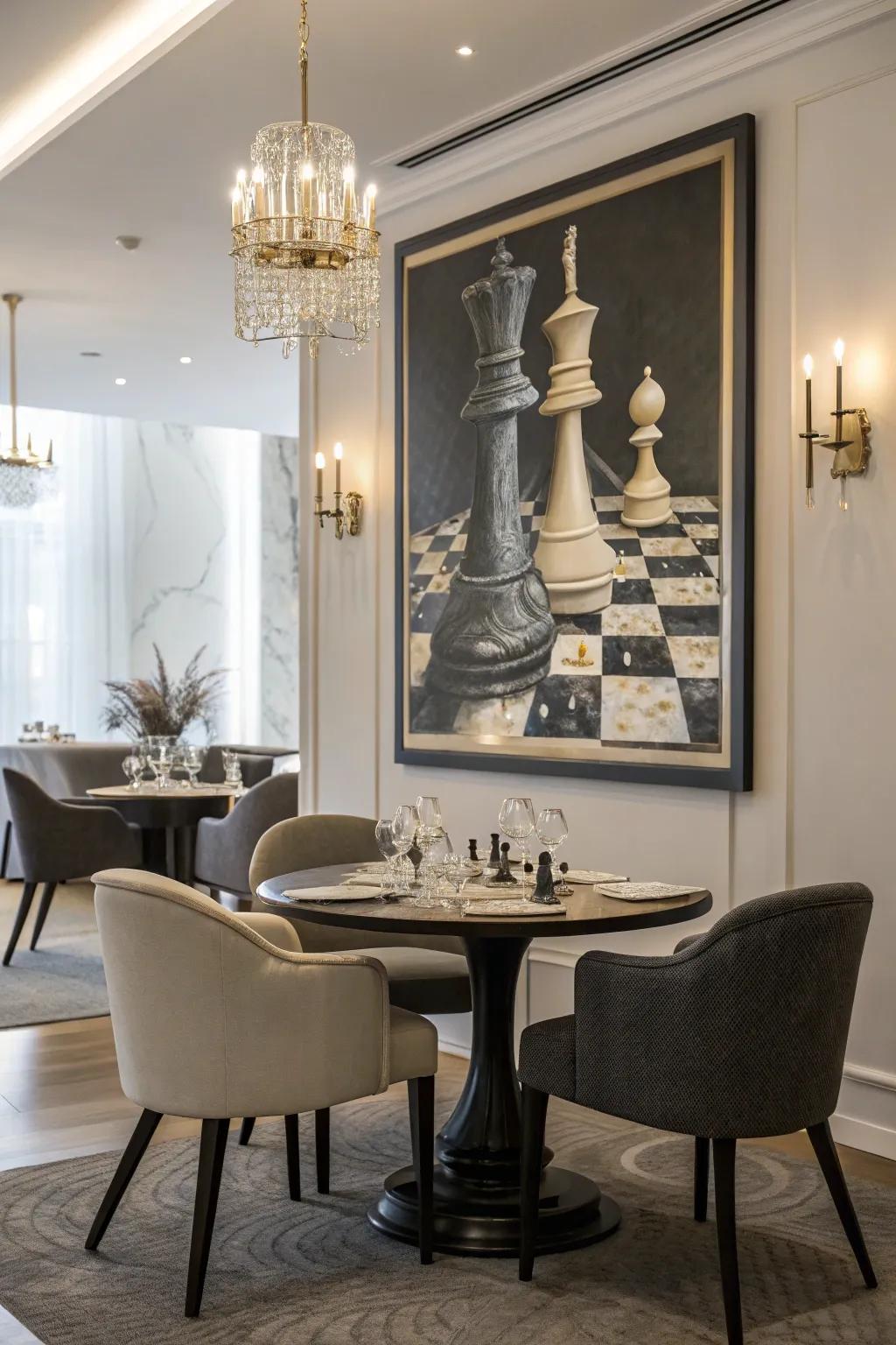 Metaphoric chess artwork promotes significant dialogues.