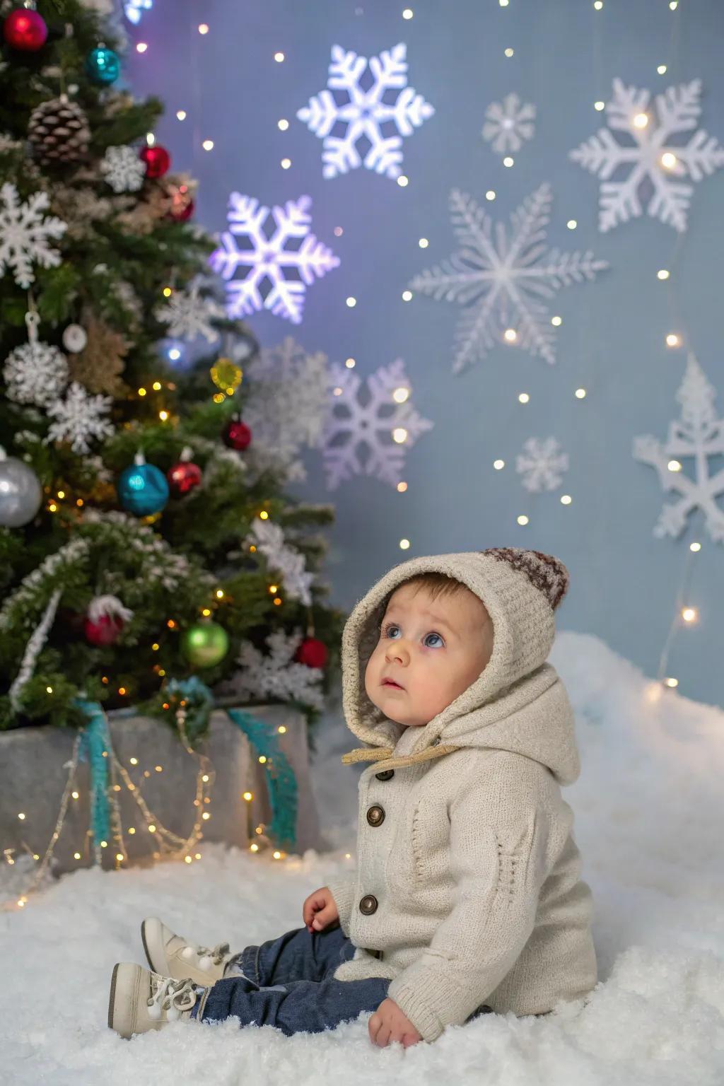 For a festive photoshoot, turn your house into a winter wonderland.