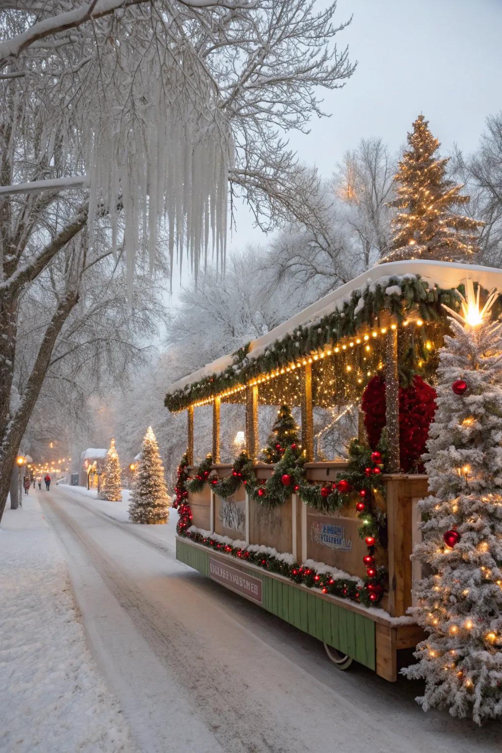 A serene Winter Wonderland float encapsulating the spirit of a snowy holiday.