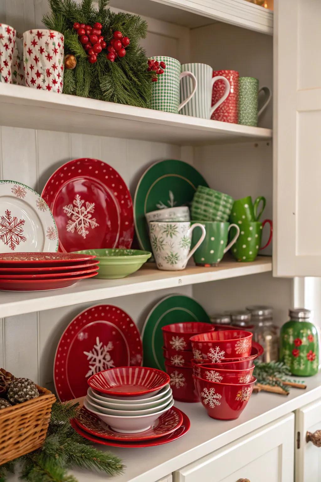 Themed tableware includes a celebratory element to kitchen decorations.