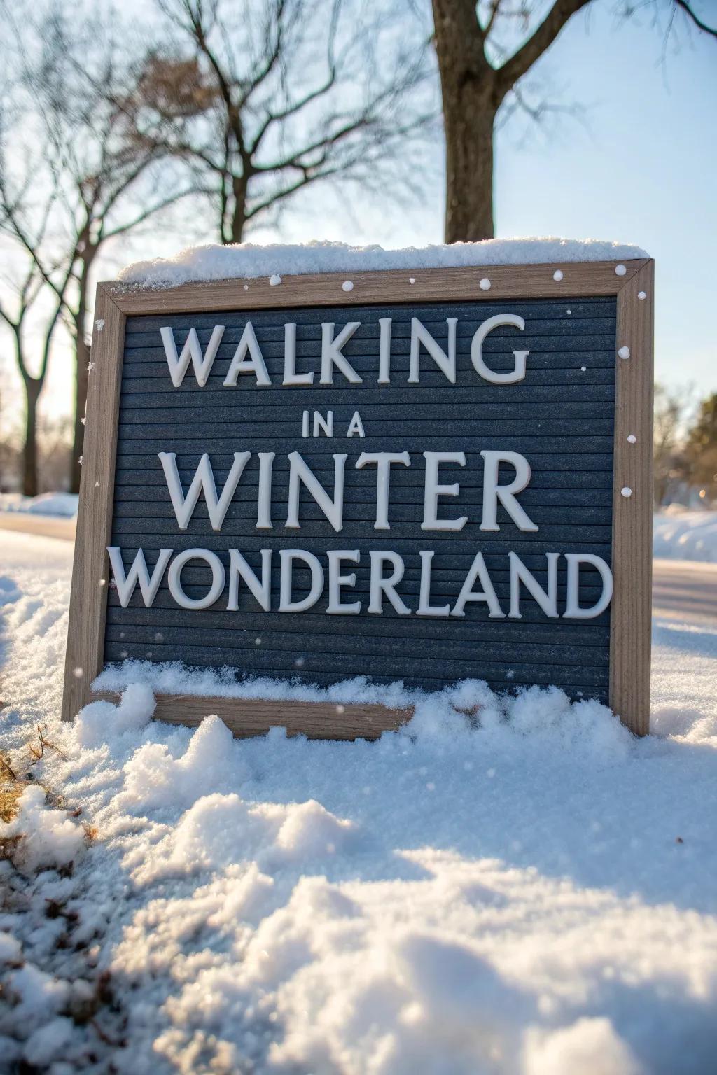 A 'Winter Scene' message board that stylishly brings snow indoors.