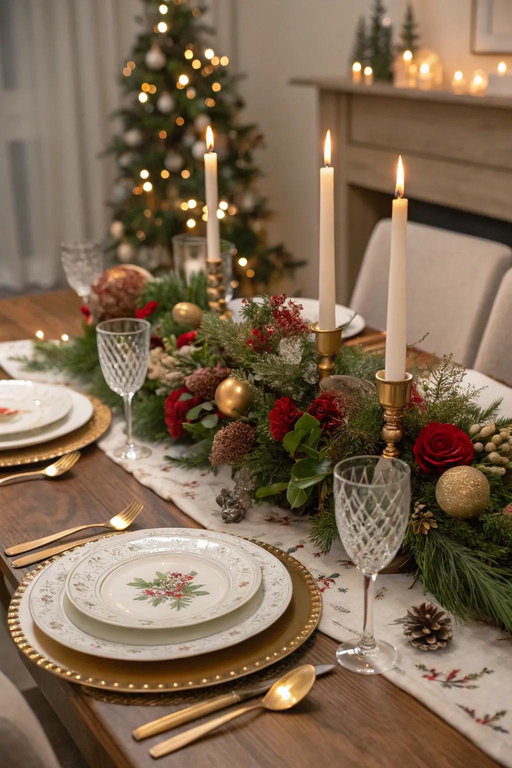 A themed table design becomes the centerpiece of your Christmas party decor.