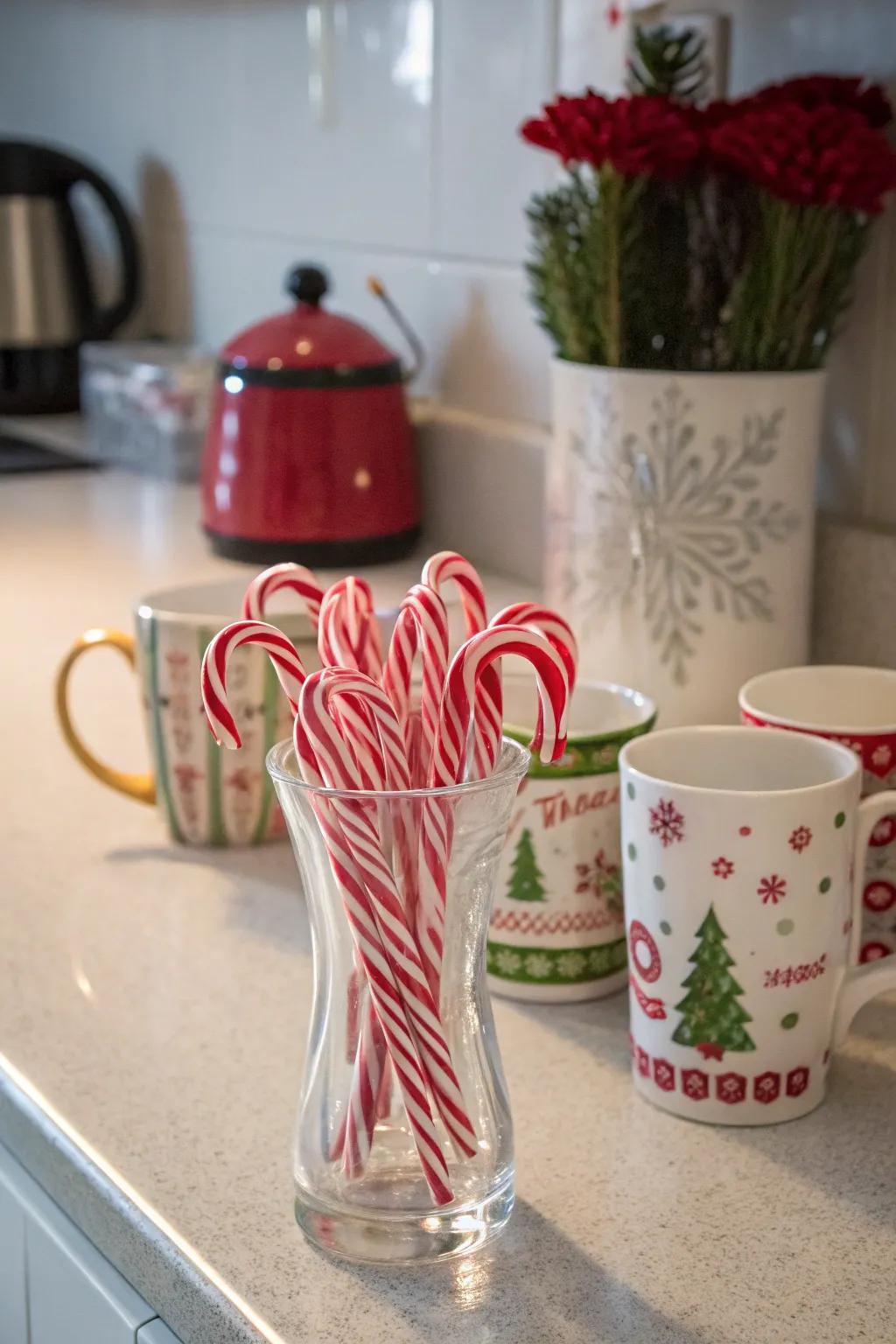 Delightful and celebratory: striped hard candies give off a playful Yuletide flair.